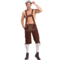 Costume traditionnel allemand Oktoberfest homme lederhosen fete de la biere short marron - M / Bas / Café