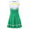 Costume de pom-pom girl vert et blanc pour femme robe sans manches spectacle de fête - Taille unique / Robes / Vert