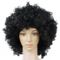 Black curly afro wig for kids and adults, funny cosplay party disco hair prop detail. - M / Curly Afro Wig / Black