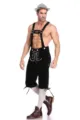 Costume Homme Oktoberfest Lederhosen Traditionnel Fête de la Bière avec Bretelles et Chapeau - M / Bas / Noir