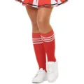 Sexy cheerleader costume socks skirt set, red white striped knee high socks for women. - Red with White Stripes