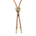 Antike Bronze-Vogelschädel-Bolo-Krawatte mit Wikinger-Vegvisir und brauner Flechtschnur - Braune Kordel mit antikem Bronzegold