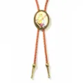 Vintage frog playing guitar bolo tie with brown braided cord for western cowboy style - Frog / Brown Rope & Antique Bronze