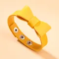 Bracelet nœud en cuir PU jaune avec boutons-pression réglables pour un style punk tendance - Jaune