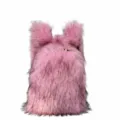 Detailed texture of pink faux fur backpack with rabbit ears Y2K style - Pink