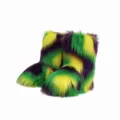 Furry Mardi Gras party boots with purple green and yellow striped faux fur texture - 36 / 25cm Ankle Boots with Wave Pattern