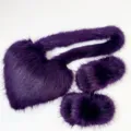 Set in pelliccia sintetica viola con borsa a cuore e pantofole soffici abbinate - Viola (set scarpe e borsa) / 46 (US 13)