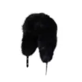 Colbacco in finta pelliccia nera cappello da sci stile Y2K peluche con cinturini in pelle - Nero