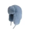 Elegante colbacco in morbida pelliccia sintetica di volpe azzurro per sport invernali - Blu lago