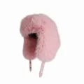 Rosa plüschiger Kunstpelz Uschanka Hut mit Ohrenklappen und Schnalle zum Skifahren - Kirschblütenrosa