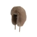 Khaki Kunstpelz Uschanka Fliegermütze mit Lederriemen für den Winter Skifahren - Camel