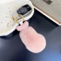 Soft pink rex rabbit fur chicken drumstick plush keychain pendant variant in rose - 12cm / Dirty Pink