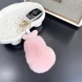 Adorable pink plush chicken leg keychain pendant charm for handbag and car keys decoration - 12cm / Dusty Pink