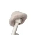 Plush faux fox fur bucket hat in elegant light beige color for autumn winter fashion - Apricot