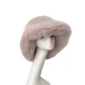 Pink faux fox fur bucket hat for winter with large brim adjustable size - Light Pink