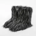 Botas de nieve de piel sintética de lujo para mujer con estilo estético Y2K invierno. - Negro con puntas blancas
