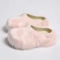 Macro shot of pink fluffy faux fur platform mules showing the soft shaggy texture - 36-37 (US 5-6) / Light Pink