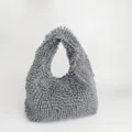 Sac fourre-tout en peluche gris à texture mop unique pour un usage quotidien élégant - Gris