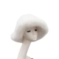 Chapeau cloche en fausse fourrure de renard blanc pour femme, bonnet d'hiver doux. - Blanc