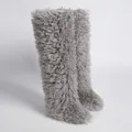 Detalle de botas de nieve por encima de la rodilla de piel sintética de cordero gris rizado - 36 / Gris