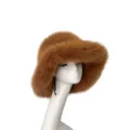 Chapeau cloche élégant en fausse fourrure de renard marron pour l'automne et l'hiver - Marron