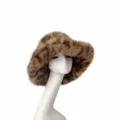 Chapeau bob en fausse fourrure de renard léopard réglable accessoire de mode hiver pour femme - Imprimé léopard