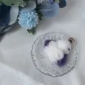 Adorable white and purple mink fur bunny keychain charm for luxury handbags. - New Color Two