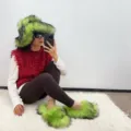 Punk style faux raccoon fur lime green hat and slipper set for trendy winter fashion - Neon Green - (Faux Wool Sole 2.0 and Hat Set) / 36 (US 3)