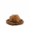 Eleganter Winter-Fischerhut aus Fuchspelzimitat mit breiter Krempe und weichem braunem Plüsch. - Kaffeebraun