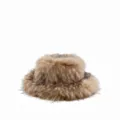 Stilvoller brauner Kunstpelz Fischerhut für Damen weicher Winter Plüsch Hut warm - Khaki