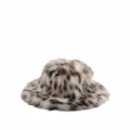Modischer Damen Winter-Anglerhut aus Kunstpelz mit Leopardenmuster warmes Accessoire - Weißer Leopard