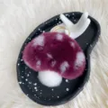 Adorable purple rex rabbit fur mushroom keychain with soft plush texture for handbags - Burgundy
