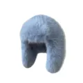 Stylish light grey faux fox fur ushanka ski hat with ear protection for winter warmth. - Lake Blue