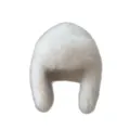 White faux fox fur aviator hat with warm plush ear flaps for winter skiing and outdoor use - White