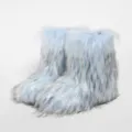 Trendy Y2K style light blue fluffy faux fur snow boots for women winter warm and cozy - 38 / Sky Blue
