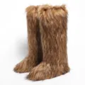 Cozy brown faux fur knee-high boots in Y2K style for winter warmth and fashion trend - 36 / Coffee