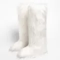 Stylish white faux fur knee high snow boots in Y2K style for winter warmth and fashion - 36 / White with Black Tips