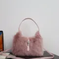 Bolso de hombro elegante de piel sintética rosa con cierre giratorio plateado y correa - Rosa