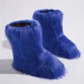 Botas de nieve de piel de zorro sintética azul eléctrico en estilo Y2K para mujer - 36 / Azul zafiro