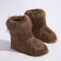 Botas de nieve de piel sintética marrón para mujer con un diseño cálido de estilo Y2K spice girl - 36 / Café
