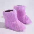 Bottes de neige en fausse fourrure violette, style Y2K tendance pour femmes en hiver - Violet Taro