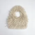 Trendy beige curly faux fur halter vest top with shaggy sheepskin texture for women - One Size / Apricot Pullover