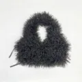 Elegant dark grey curly faux fur halter neck backless vest top for women stylish fashion - One Size / Black Pullover
