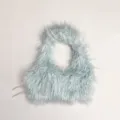 Soft and fuzzy light blue faux Mongolian sheep fur halter neck vest top with shaggy texture - One Size / Light Blue Pullover