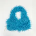 Gilet a lupetto in finta pelliccia blu brillante con texture in lana riccia - Taglia unica / Maglione blu cielo