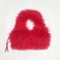 Scaldamuscoli rossi in finta pelliccia di agnello mongolo riccia per outfit alla moda. - Taglia unica / Maglione rosso