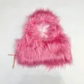 Sexy gilet rosa in ecopelliccia di pecora mongola con scollo all'americana e ricci - Taglia unica / Maglione rosa scuro