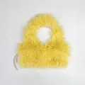 Gilet giallo a lupetto con schiena scoperta in finta pelliccia di agnello riccia - Taglia unica / Maglione giallo