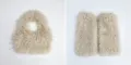 Elegante set beige con top a lupetto e scaldamuscoli in finta pelliccia di agnello. - Taglia unica / Set Albicocca