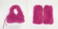 Set due pezzi sexy in ecopelliccia rosa con top all'americana e scaldamuscoli abbinati - Taglia unica / Set con Zirconia Rosso Rosa